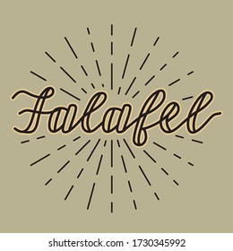 Falafel hand drawn sign. Vector text, hand drawn lettering.