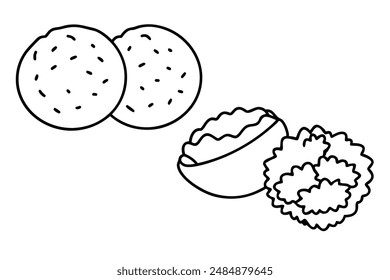 Falafel hand-drawn line art gourmet culinary illustration