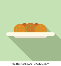 Falafel icon flat vector. Cooking pita. Arabic vegan