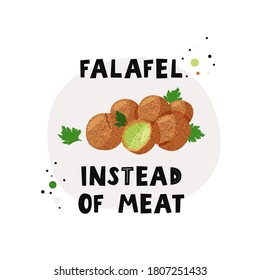 Falafel instead of meat. Traditional dish of Jewish cuisine Falafel. Vegetarian food isolated on white background.
