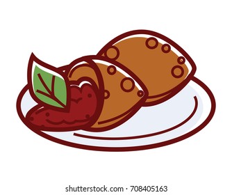 Falafel kofte with delicious filling and green leaf