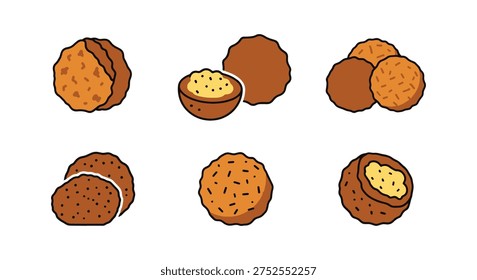 Falafel Line арт-вектор набор смелый творческий абстрактная иллюстрация