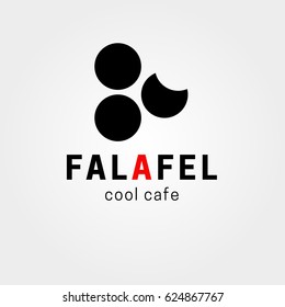 Falafel logotype with black text with tree circle and red a