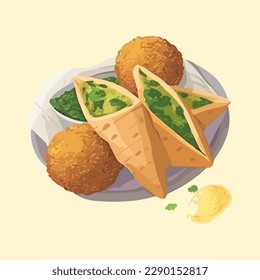 Falafel with Pita bread, sauce and vegetables, traditional middle eastern cuisine
