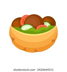 Falafel in pita bread vector illustration