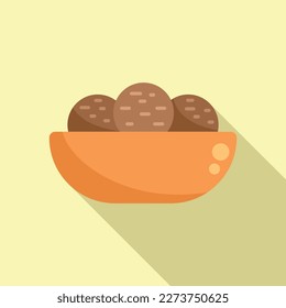 Falafel plate icon flat vector. Cooking ball. Healthy salad
