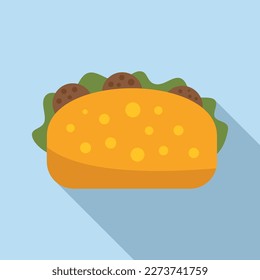 Vector plano del icono del sandwich de falafel. Cocinando vegano. Alimento de pepino
