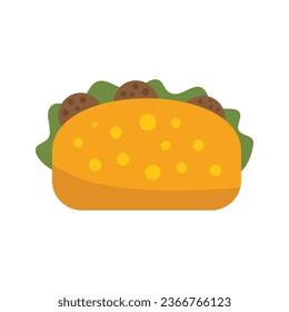 Falafel sandwich icon flat vector. Cooking vegan. Cucumber food isolated