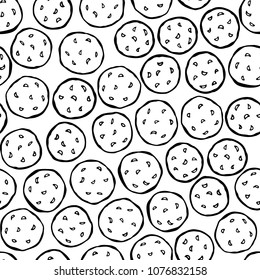 Falafel Seamless Endless Background. Middle Eastern Cuisine. Arabic Israel Vegetarian Healthy Fast Food. Jewish Street Food. Realistic Hand Drawn Illustration. Savoyar Doodle Style.