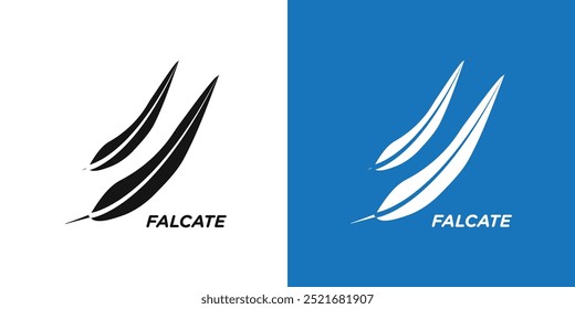 falcate icon Flat vector set outline