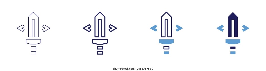 Falchion sword icon in 4 different styles. Thin Line, Line, Bold Line, Duotone. Duotone style. Editable stroke.