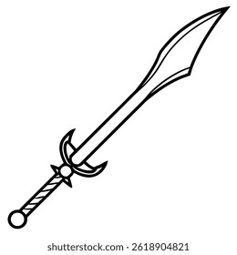 Falchion vector line art on white background