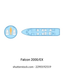 Falcon 2000-EX airplane scheme. Civil Aircraft Guide