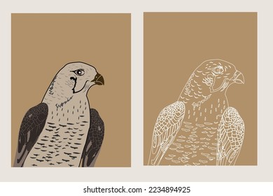 falcon art drawing - A symbol of Arab tradition 