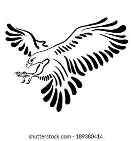 Falcon attack. Black illustration