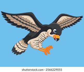 Falcon bird flying cartoon isolated on white background vector illustration