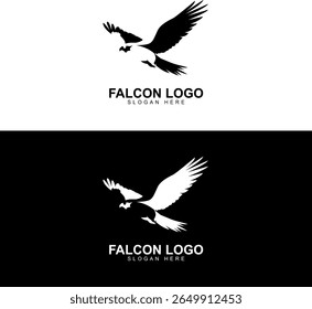 Design de logotipo de cabeça de pássaro Falcon Monochrome Vetor