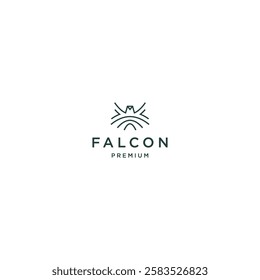 Falcon bird with line art style logo design template flat vector