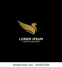 Falcon bird logo abstract design logo template. Available in vector gold color