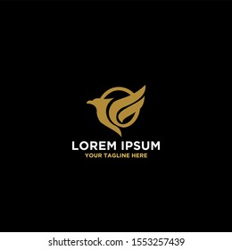 Falcon bird logo abstract design logo template. Available in vector gold color