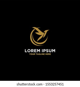 Falcon bird logo abstract design logo template. Available in vector gold color