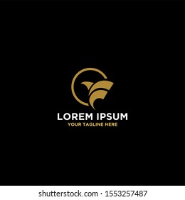 Falcon bird logo abstract design logo template. Available in vector gold color