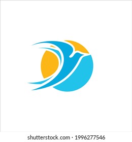 Falcon Bird Logo desain abstrak vektor Template. Flying Eagle logotype ikon konsep.