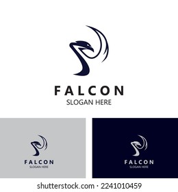 Falcon bird logo design image, silhouette eagle template 