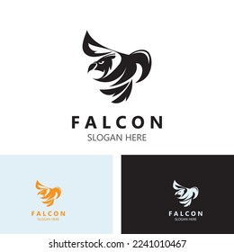 Falcon bird logo design image, silhouette eagle template 