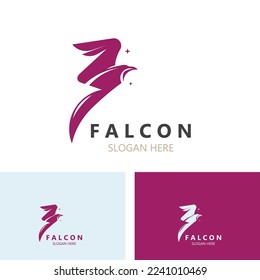 Falcon bird logo design image, silhouette eagle template 