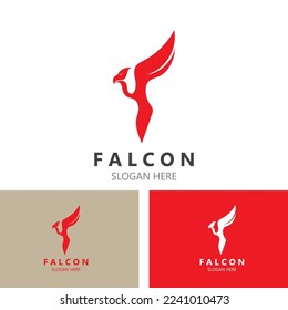 Falcon bird logo design image, silhouette eagle template 