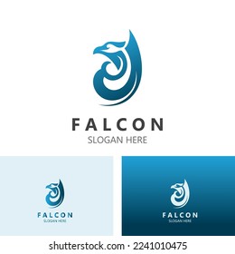 Falcon bird logo design image, silhouette eagle template 