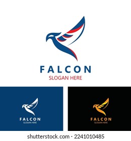 Falcon bird logo design image, silhouette eagle template 