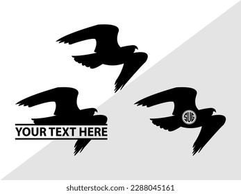 Silhouette de Ilustración del Vector Monograma Falcon Bird