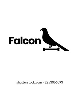 falcon bird perched on bones isolated logo design vector icon illustration template