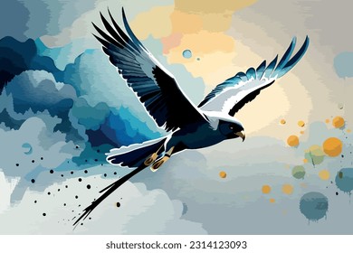 Falcon bird watercolor art illustration