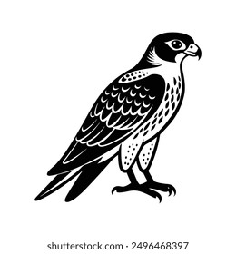 Falcon black silhouette vector, perfect for wildlife designs and bird-themed illustrations.