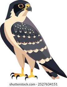 Falcon Cartoon and Cute Wild Animals. Flat Vector Illustrations in Fun Children's Style