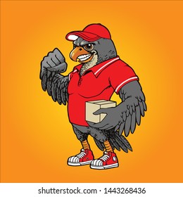 falcon courier express mascot logo