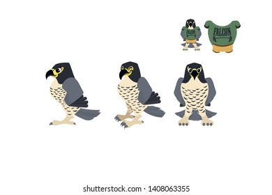 falcon from different viewing angles. athlete with clothes, - vector