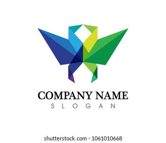 Falcon Eagle Bird Logo Template vector icon origami Birds shape symbol Business dove