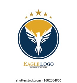 Icono del vector de la plantilla de logotipo de pájaro del halcón