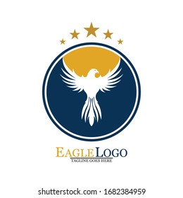 Icono del vector de la plantilla de logotipo de pájaro del halcón