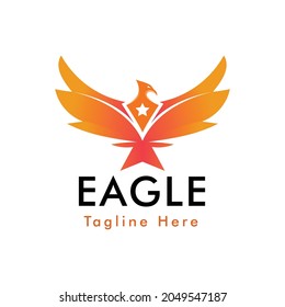 Falcon Eagle Bird Logo Template vector icon, Orange and black wings animal wings, bird, bat and fly