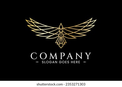 falcon eagle gold luxury logo design template for fashion boutique and jewelery business company