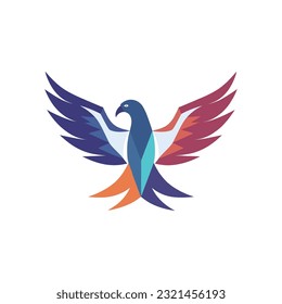 Falcon, Eagle, Hawk Bird Logo Illustration Vector Design Template.