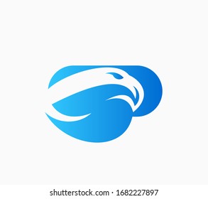 Falcon eagle hawk courier express mascot logo. Logistics and delivery sign.