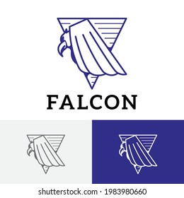 Falcon Eagle Hawk Predator Bird Triangle Logo Symbol