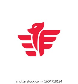 Falcon, Eagle Letter E and Letter F Logo Design Template for Company - Vector Illustration