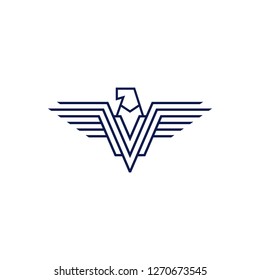 Falcon Eagle Logo. Vector Icon Line. Outline Illustration.